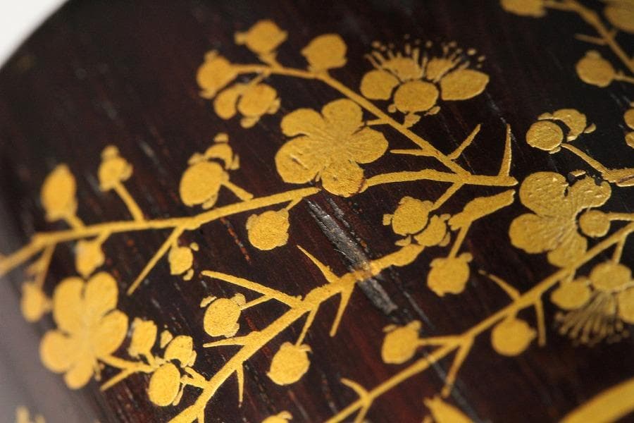 茶道具 紫檀 草花蒔絵 茶入 美品(K-BB517)