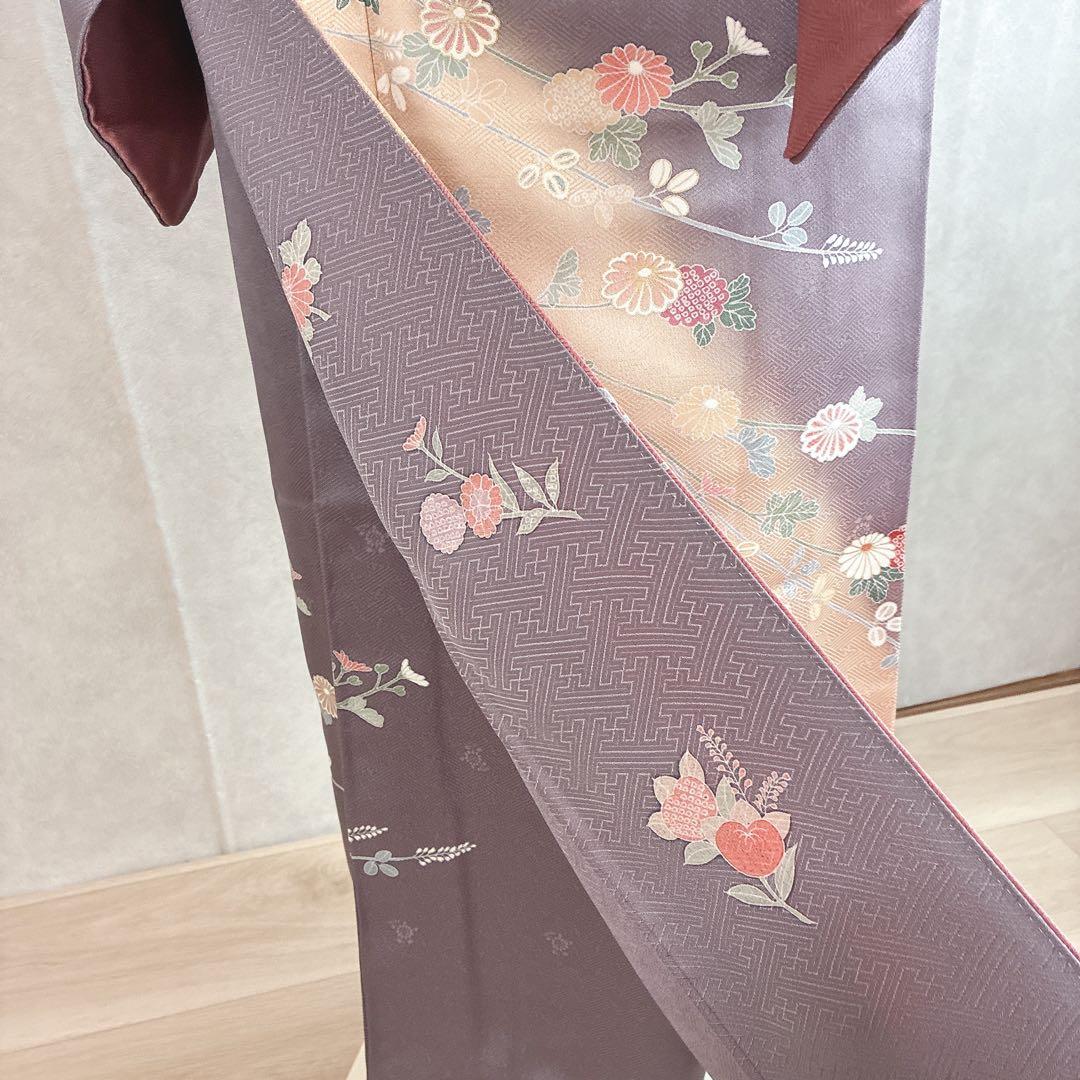 訪問着　フルセット　着物　正絹　卒業式　入学式　金駒刺繍　藤色雅花　G15