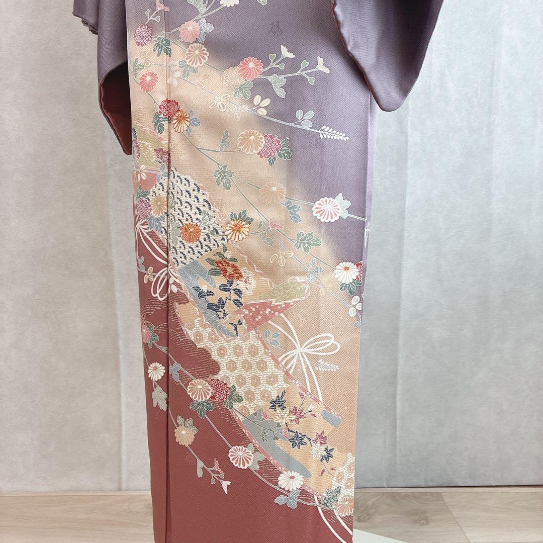 訪問着　フルセット　着物　正絹　卒業式　入学式　金駒刺繍　藤色雅花　G15