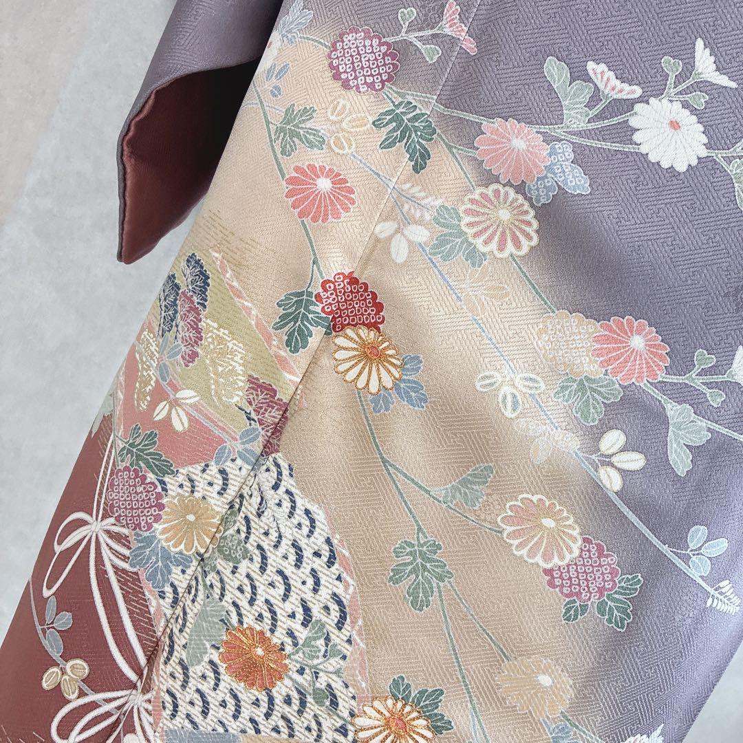 訪問着　フルセット　着物　正絹　卒業式　入学式　金駒刺繍　藤色雅花　G15