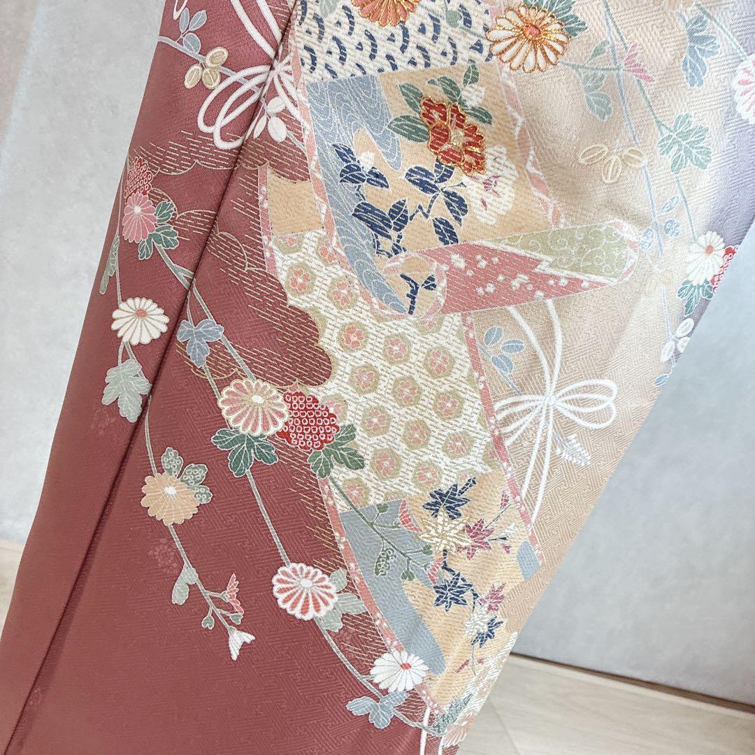 訪問着　フルセット　着物　正絹　卒業式　入学式　金駒刺繍　藤色雅花　G15