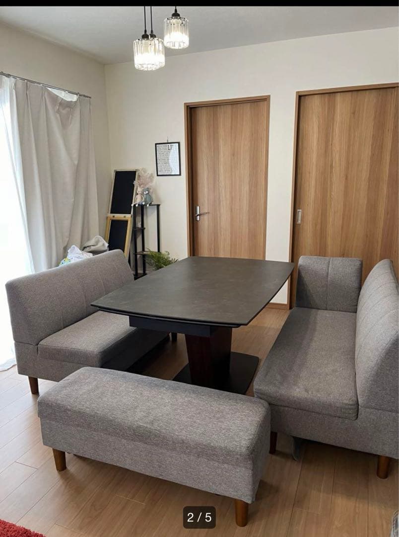 【価格訂正】大理石調ダイニングテーブル　しょこら