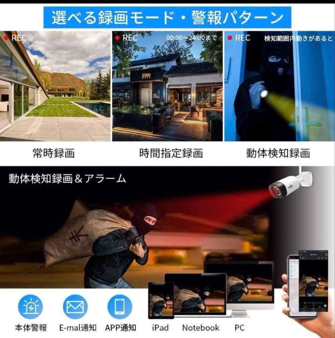 12インチ液晶一体型3TBHDD内蔵NVR カメラ4台セット