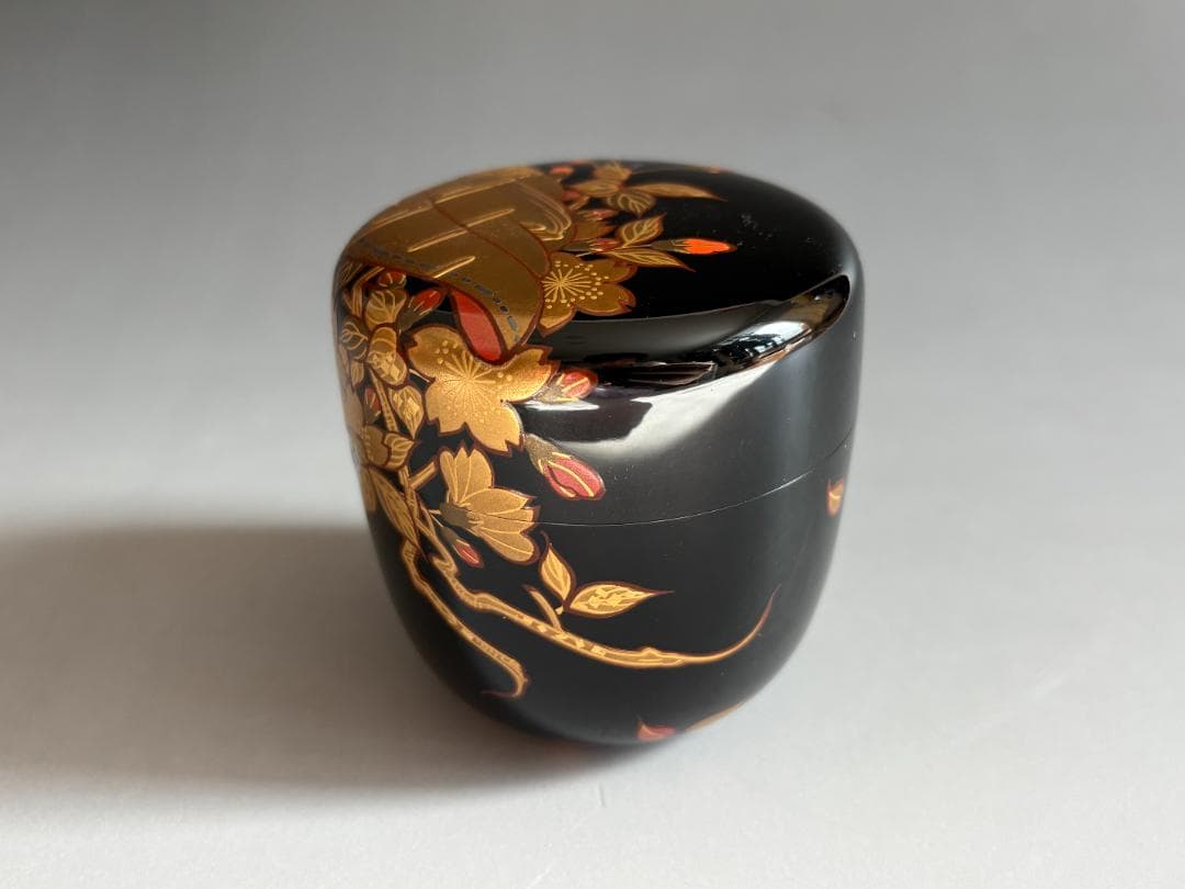 高林吟月　袖二桜蒔絵　棗　薄茶器　茶道具