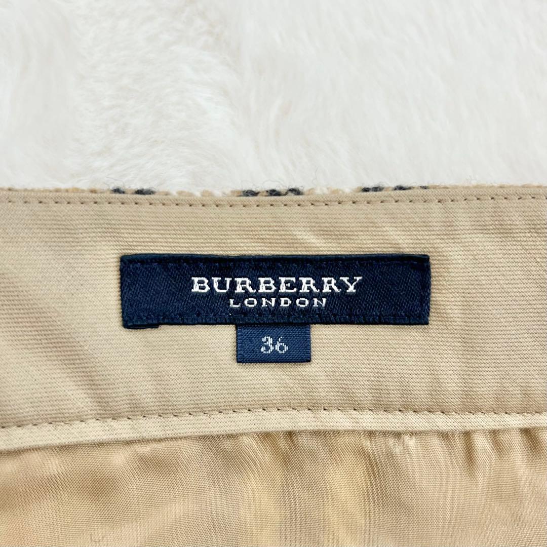 【バーバリーロンドン】ウールノバストライプラップスカート☆ミモレ丈☆ボタン☆S