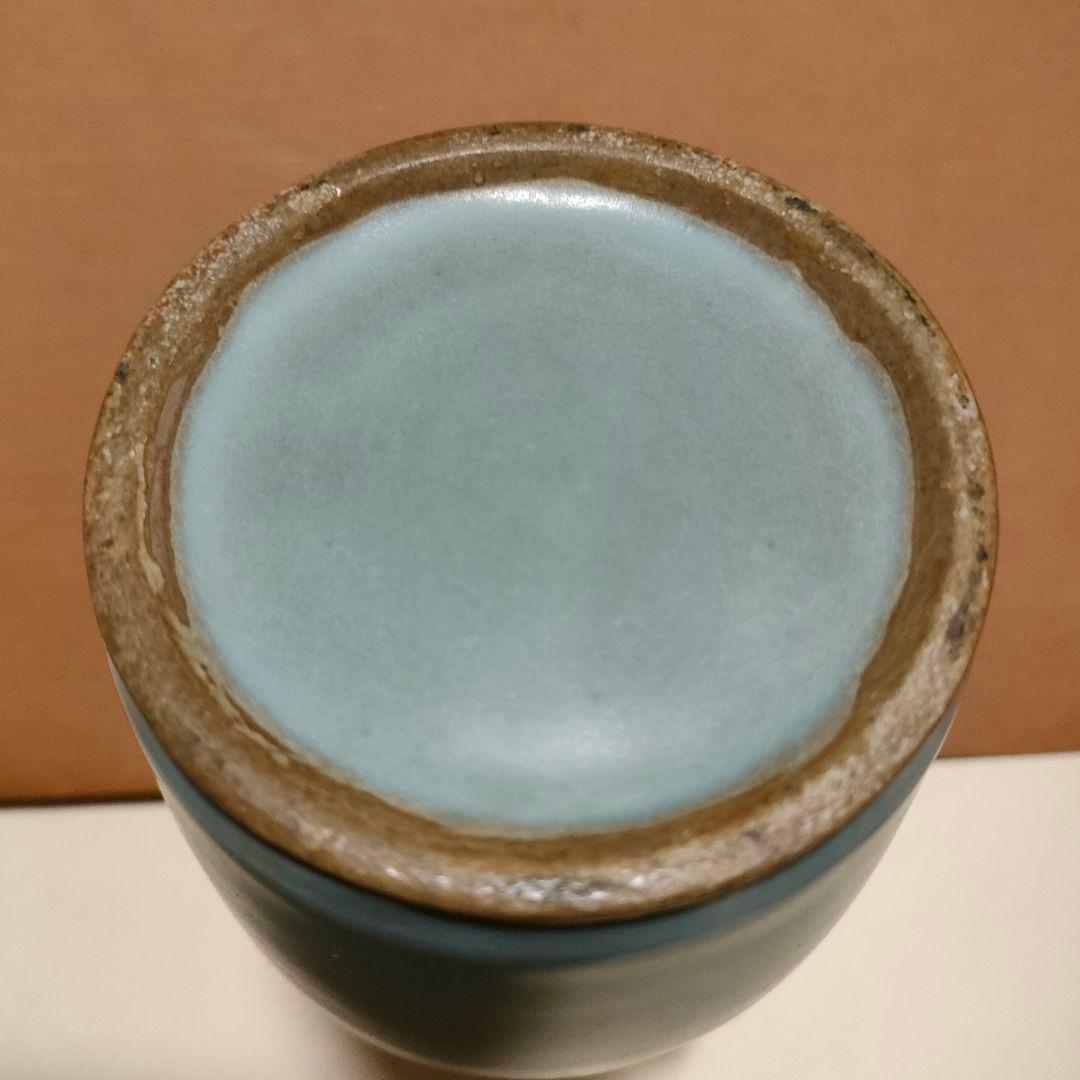 中国美術　月白釉　時代物　アンティーク　双耳花入　花瓶　仿汝窯　清朝