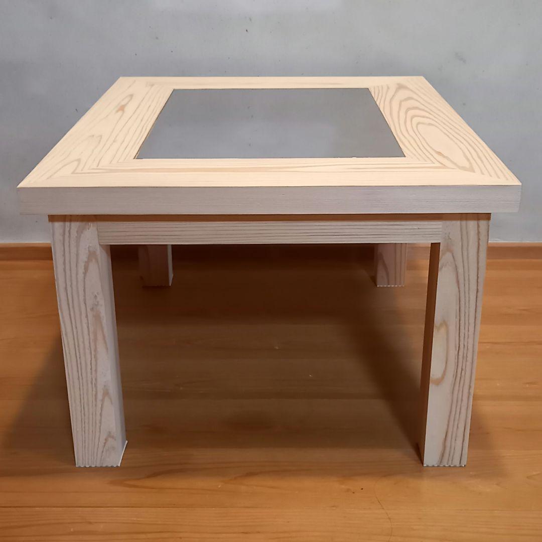 限定品　国産杉　無限ブラックホール　コーヒーテーブル　ホワイト　ローテーブル