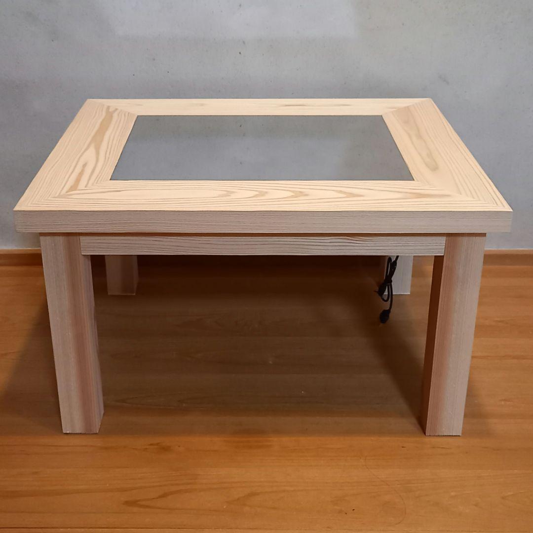 限定品　国産杉　無限ブラックホール　コーヒーテーブル　ホワイト　ローテーブル