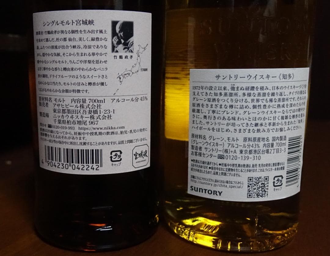 竹鶴（箱付き）余市（箱付き）宮城峡 知多（箱付き）700ml ４本セット