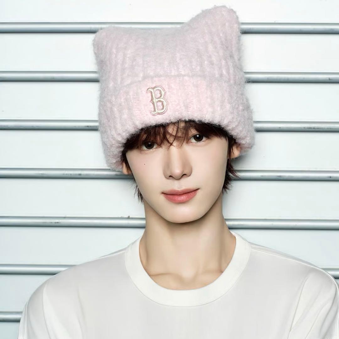 MLB Korea☆完売品☆MLB 猫耳 ミャオン ビーニー ピンク カリナ着用