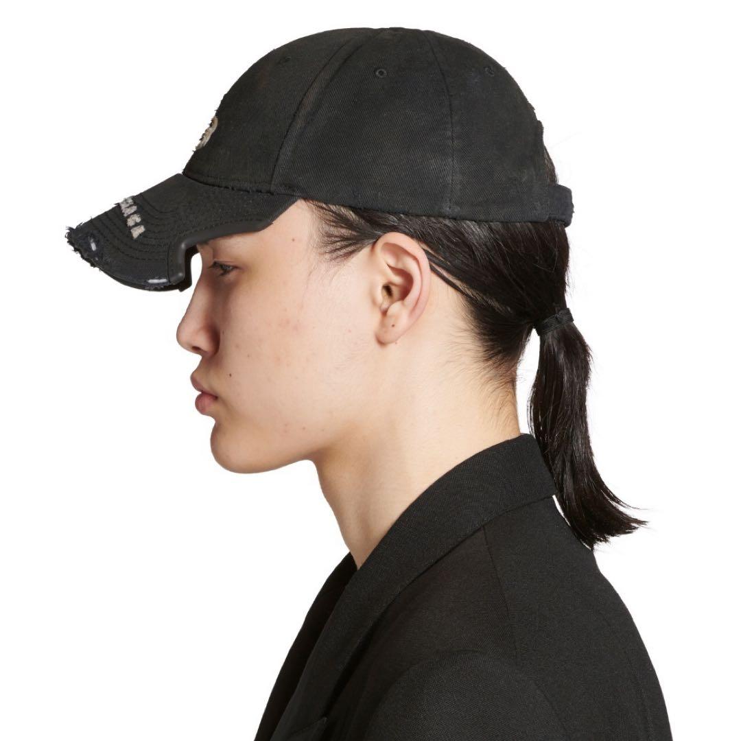 Balenciaga ダメージ加工 ベースボールキャップ ブラック