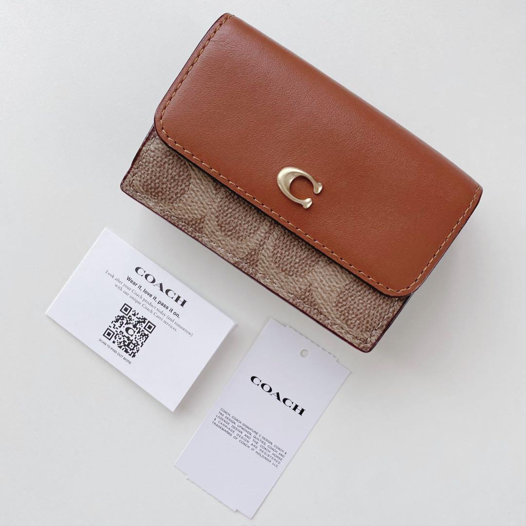 【新品未使用】COACHコーチ★財布★ミニトライフォールドウォレット★キャメル