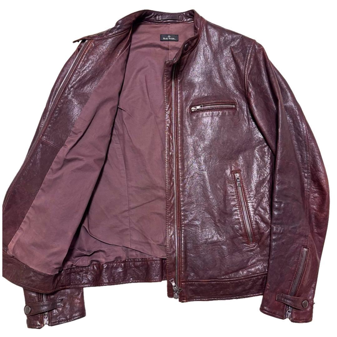 ✨激シブ✨PS PAUL SMITH シングルライダースジャケット　艶あり　M