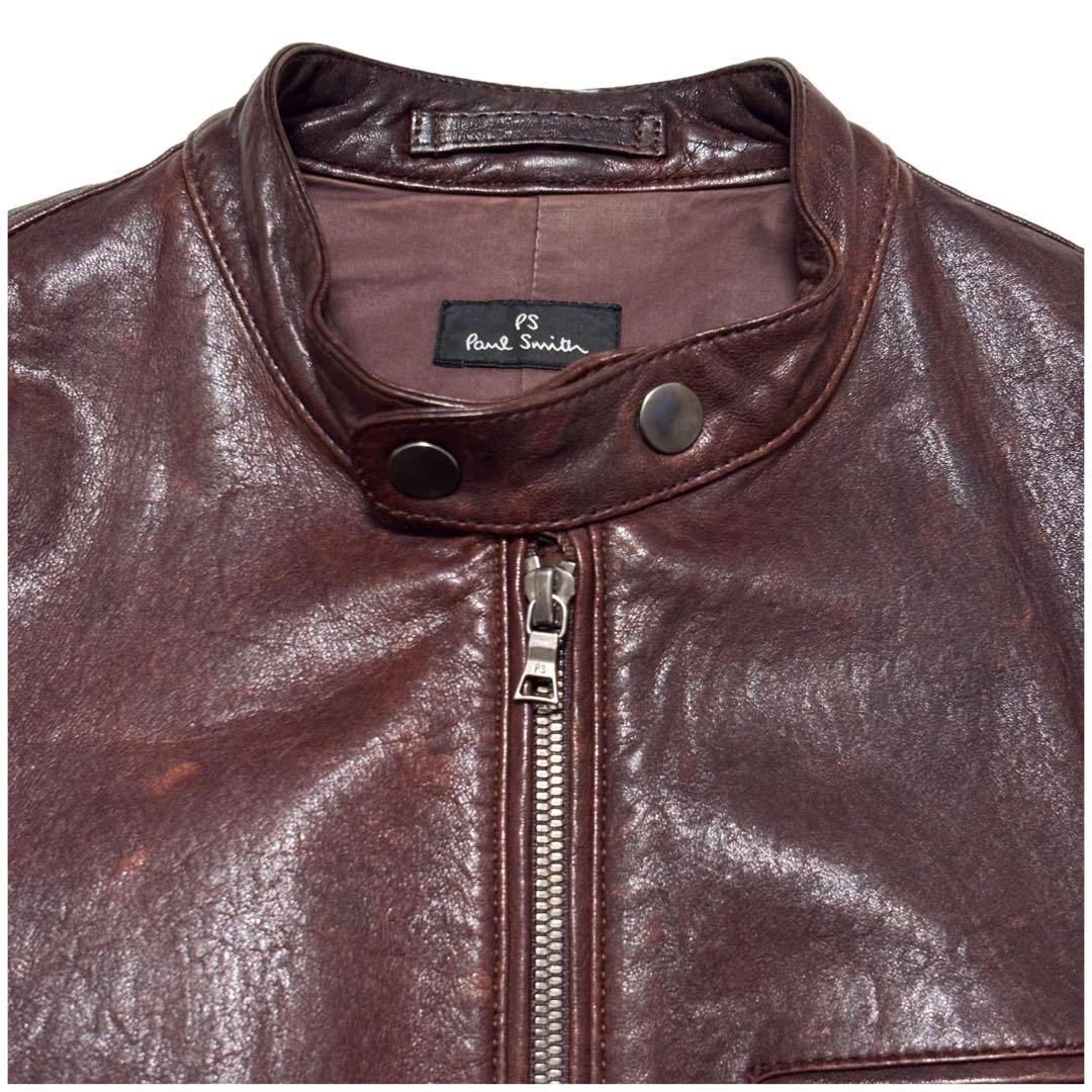 ✨激シブ✨PS PAUL SMITH シングルライダースジャケット　艶あり　M