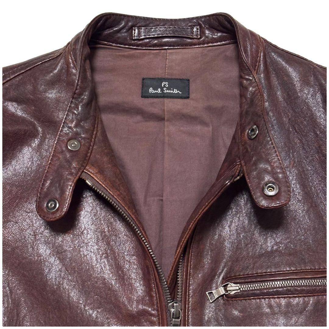 ✨激シブ✨PS PAUL SMITH シングルライダースジャケット　艶あり　M