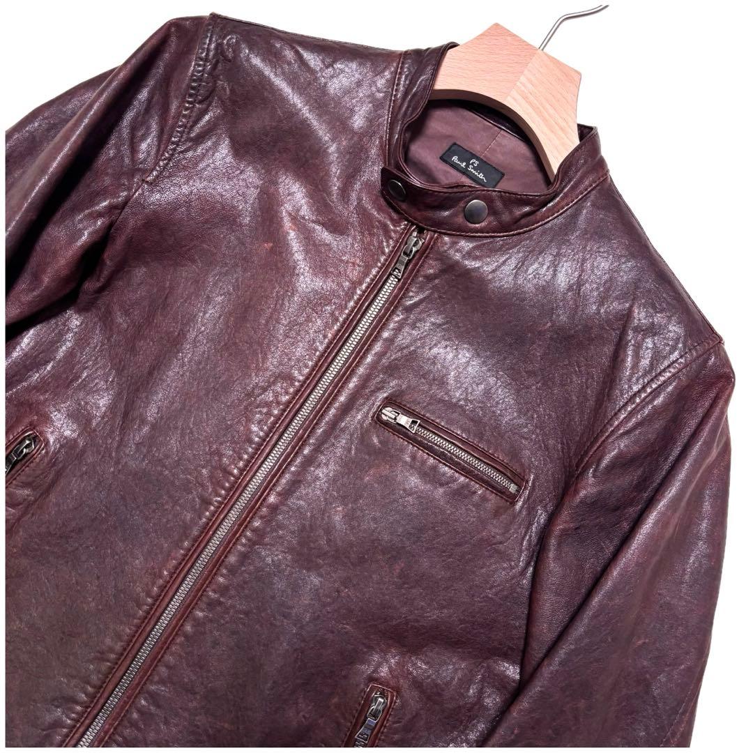 ✨激シブ✨PS PAUL SMITH シングルライダースジャケット　艶あり　M