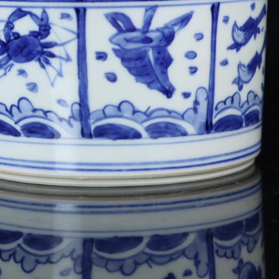 Y2842-2 茶道具 平安 高野昭阿弥 染付 水指 共箱　#5