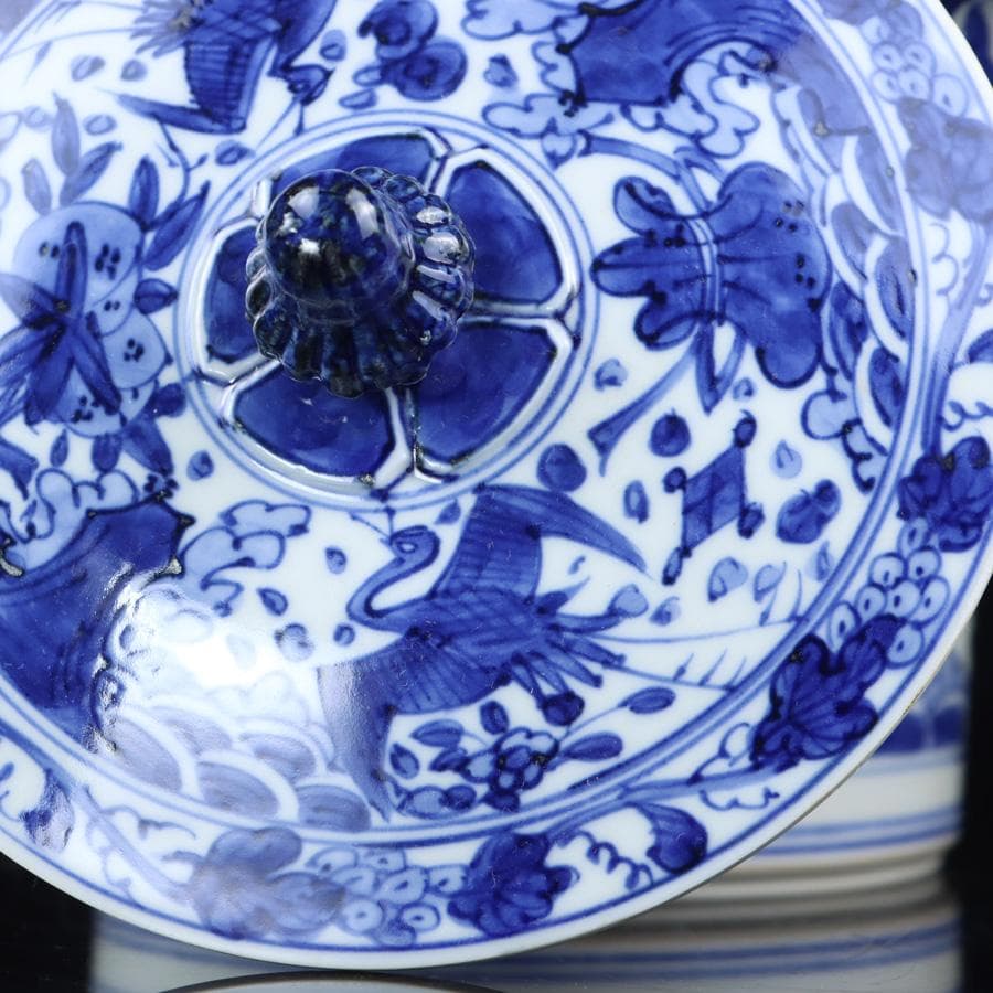 Y2842-2 茶道具 平安 高野昭阿弥 染付 水指 共箱　#5