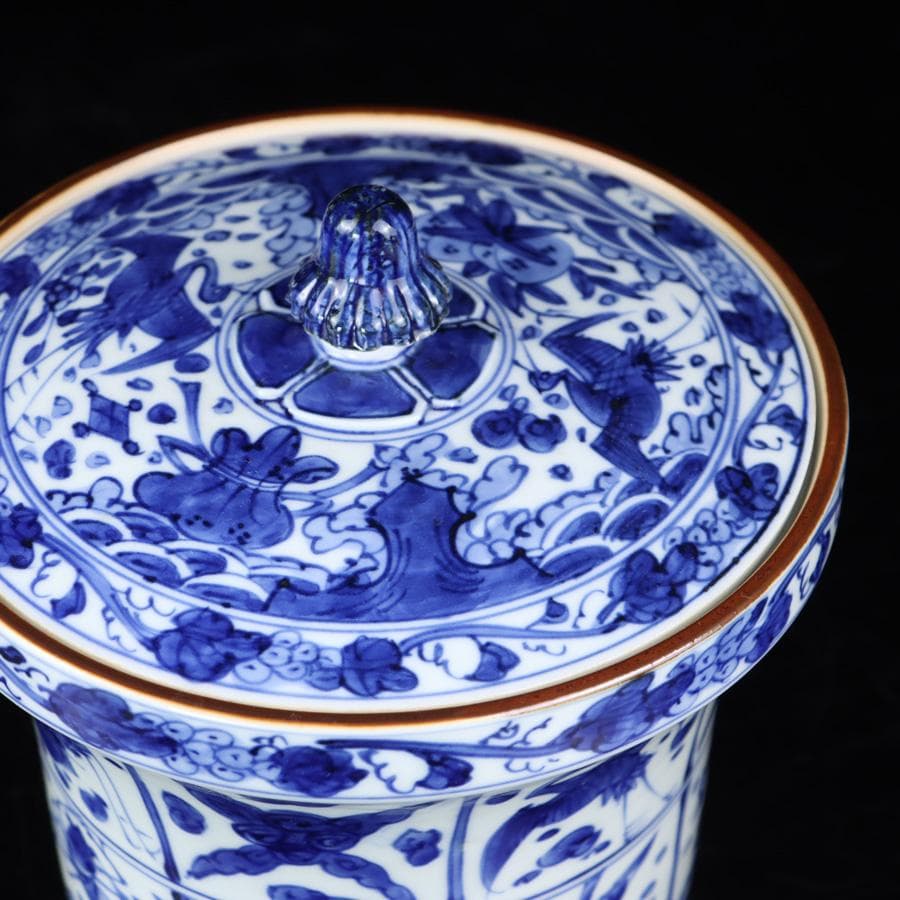 Y2842-2 茶道具 平安 高野昭阿弥 染付 水指 共箱　#5