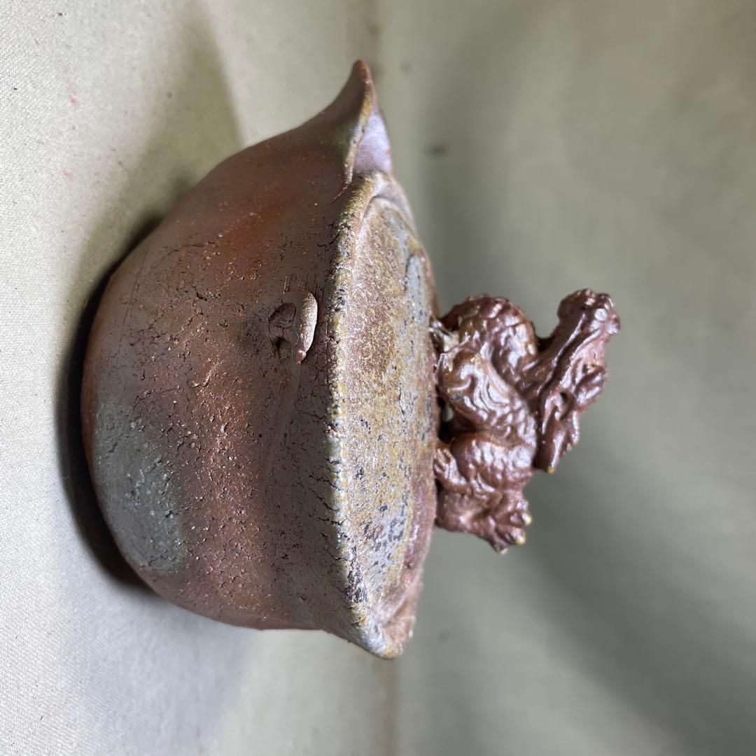 備前焼　備前手造り龍宝瓶　獅子宝瓶 在銘 ２点セット 煎茶器 急須 煎茶道具