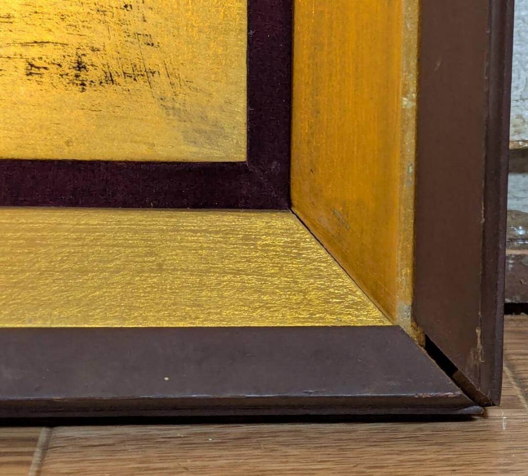 【真作】絵画　油彩4号　彩りの饗宴　花瓶に咲く華　鮮烈な赤と黄の花々　Y136