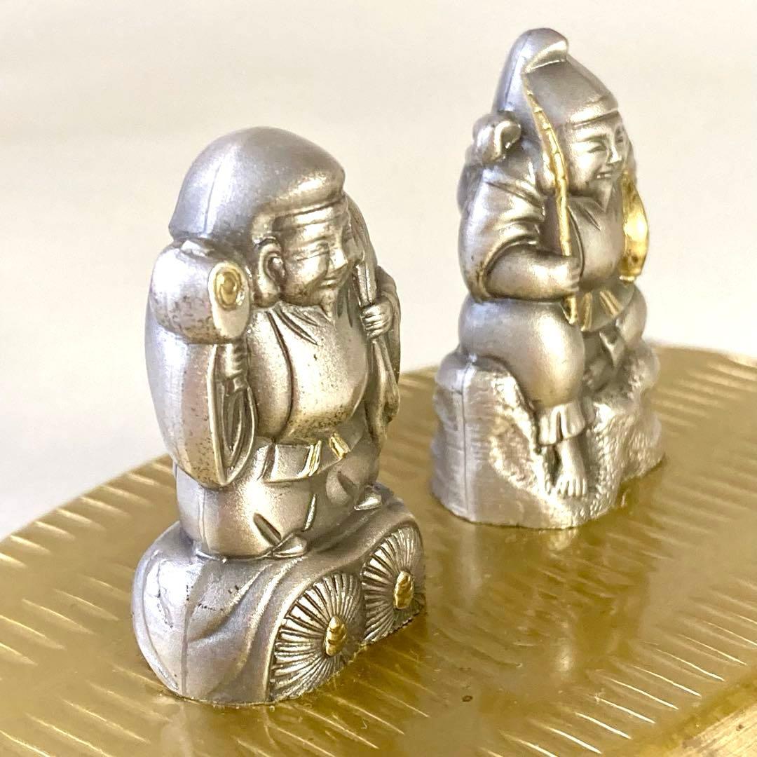 大黒天様 恵比寿様 純銀製 置物 縁起物 ケース付