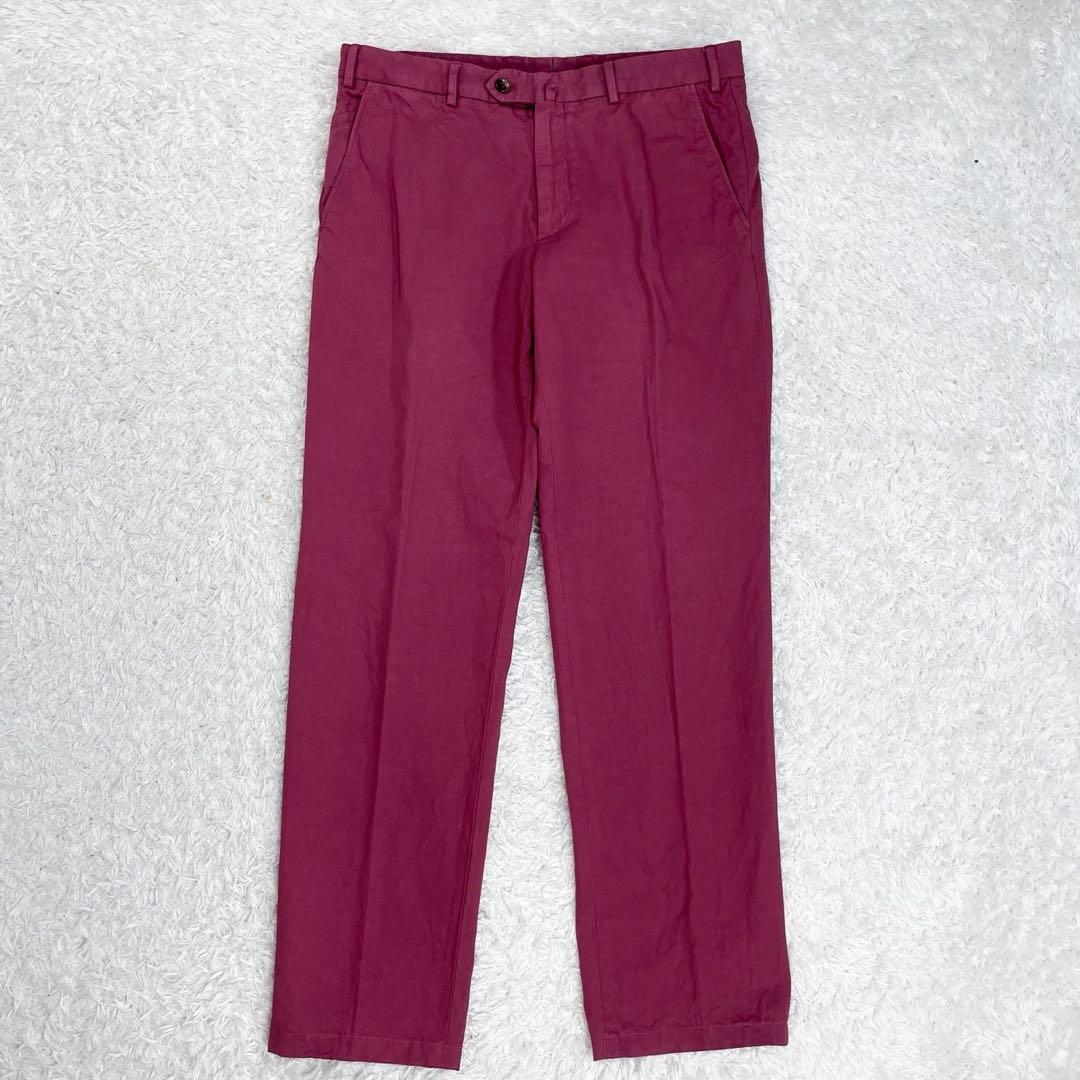 極美品！ ロロピアーナ リネン×コットン パンツ 最高級 ボルドー 50 XL