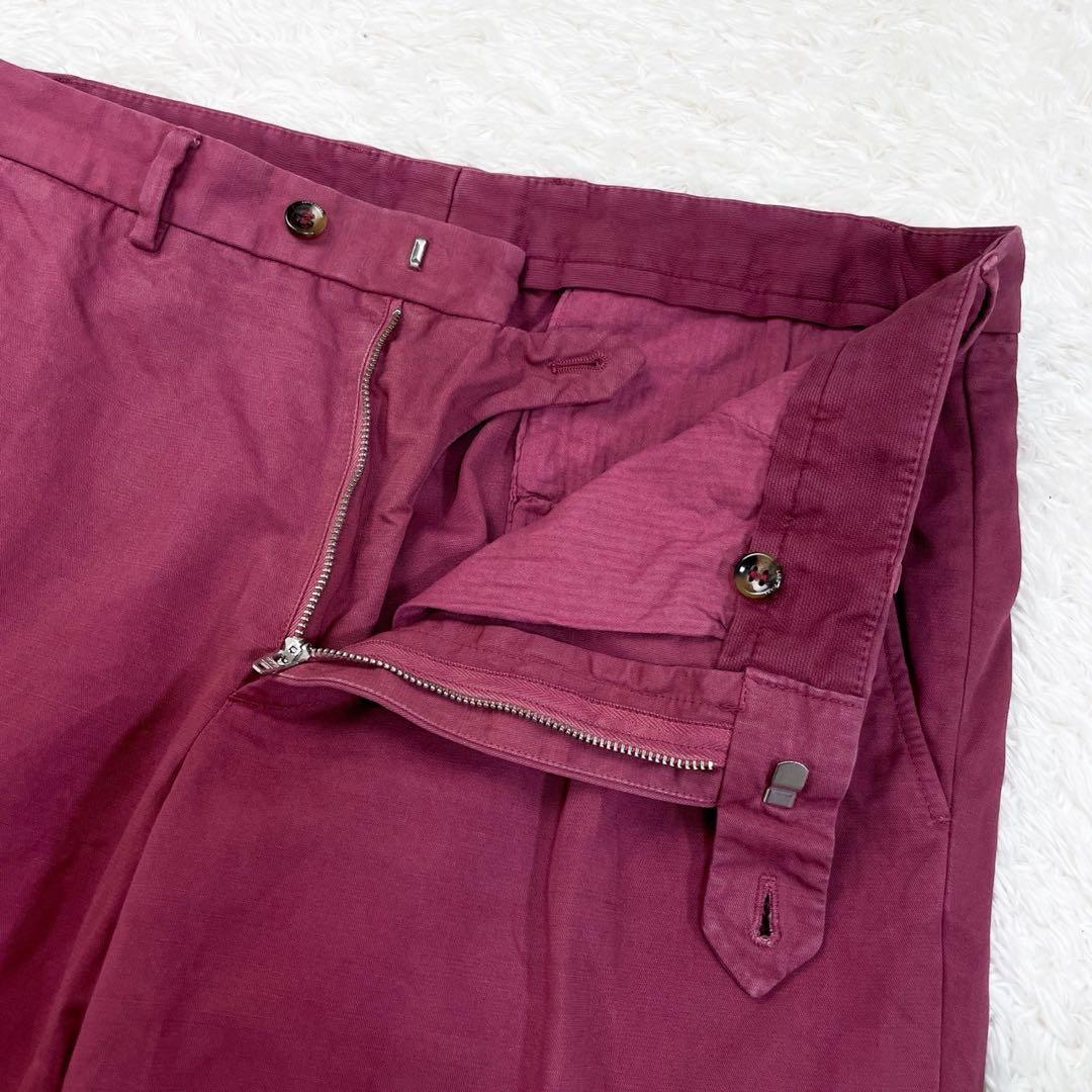 極美品！ ロロピアーナ リネン×コットン パンツ 最高級 ボルドー 50 XL