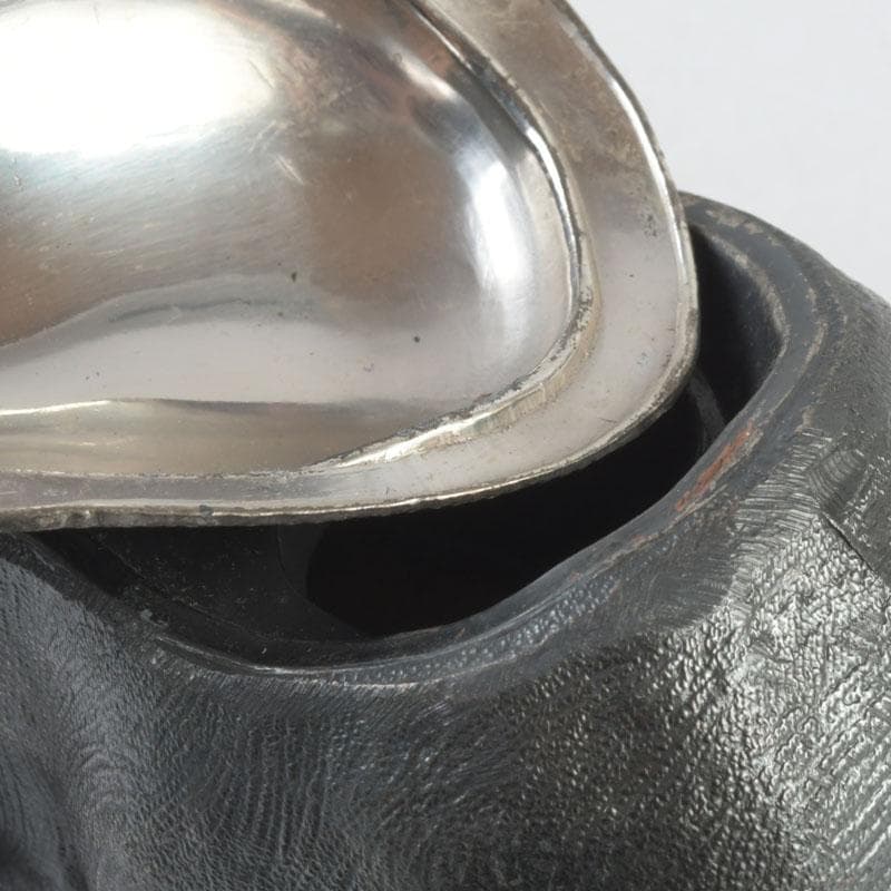 あんちん製　合金　象に人物　インク壷　蓋物　V　9307