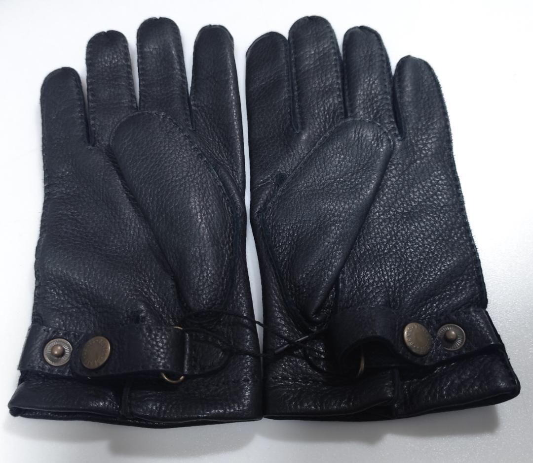 X新品 DENTS デンツ 紳士 レザーグローブ サイズ8.5 鹿革黒　カシミヤ