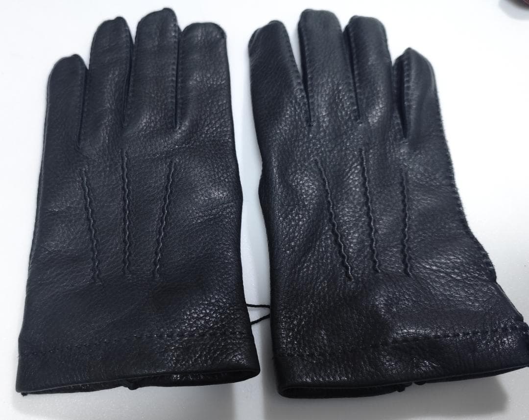 X新品 DENTS デンツ 紳士 レザーグローブ サイズ8.5 鹿革黒　カシミヤ