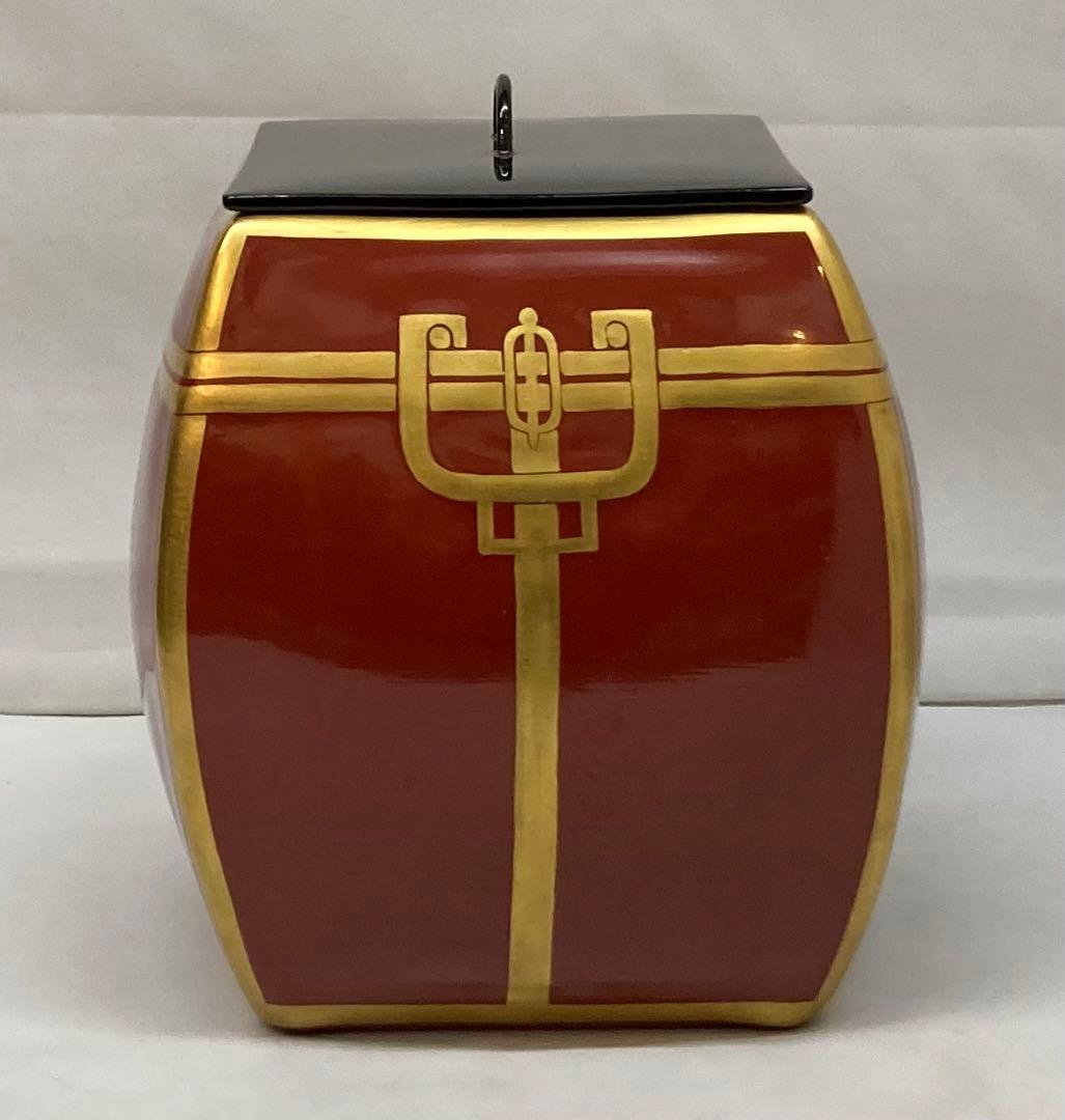 「金襴手鎧櫃(よろいびつ)水指」二代手塚玉堂作　共布共箱　京焼　茶道具　五月節句