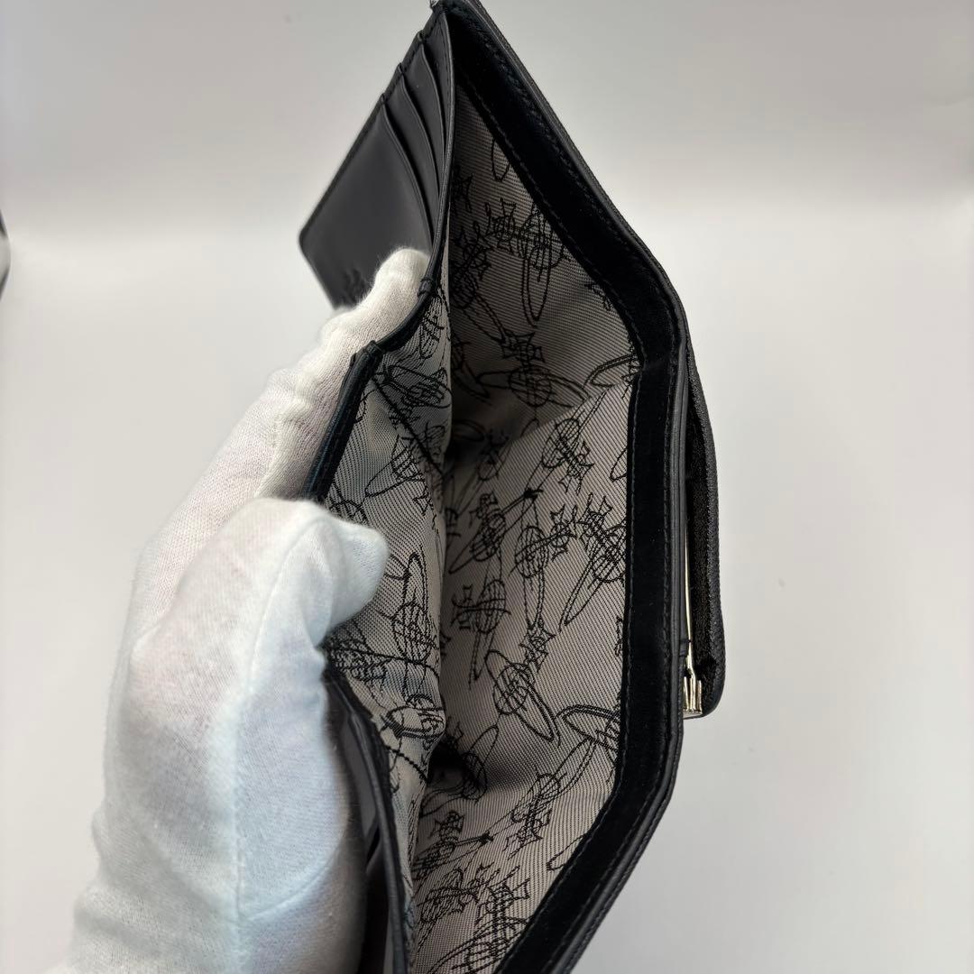 vivienne westwood 三つ折り財布　ブラック　がま口　ゴールド