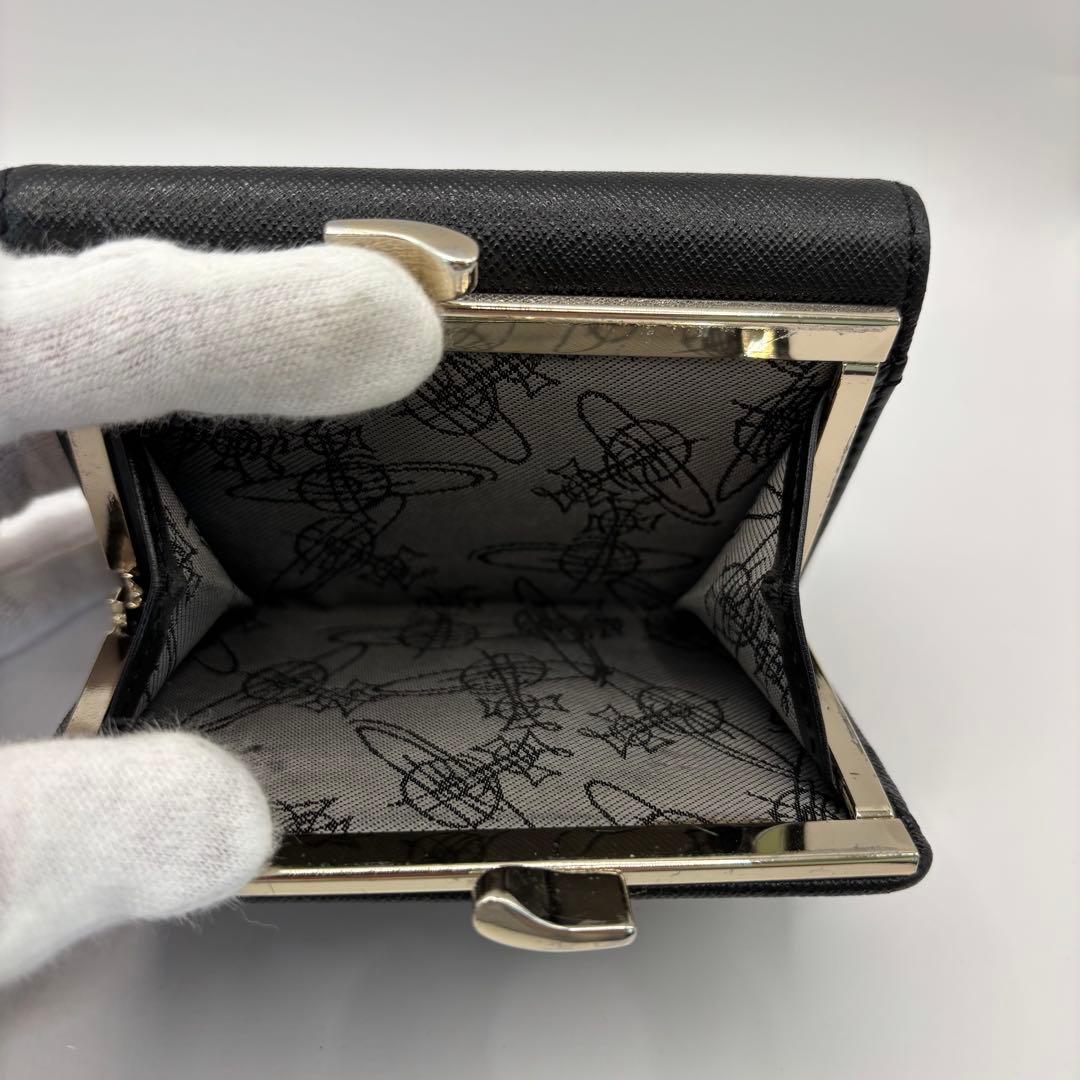 vivienne westwood 三つ折り財布　ブラック　がま口　ゴールド