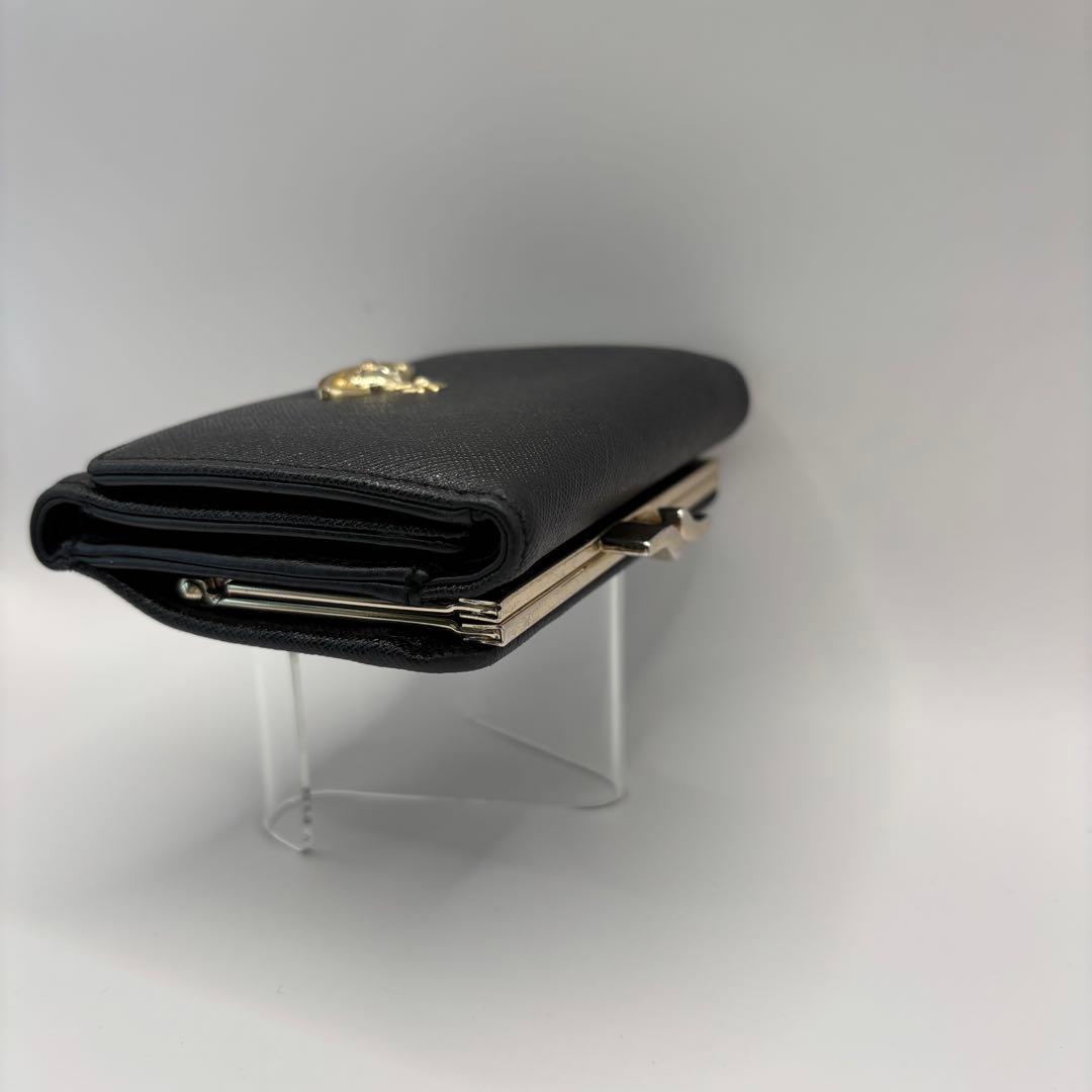 vivienne westwood 三つ折り財布　ブラック　がま口　ゴールド