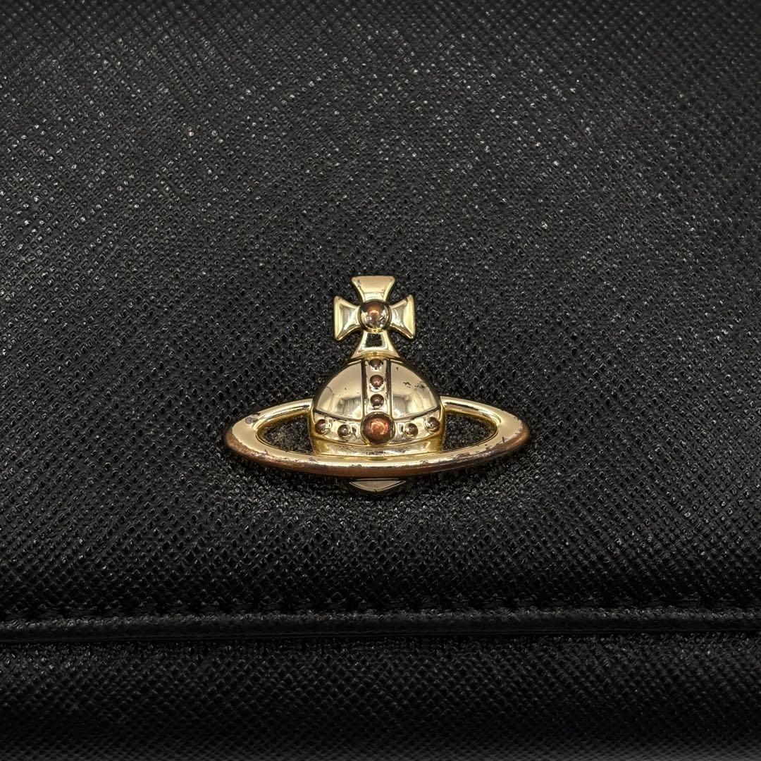 vivienne westwood 三つ折り財布　ブラック　がま口　ゴールド