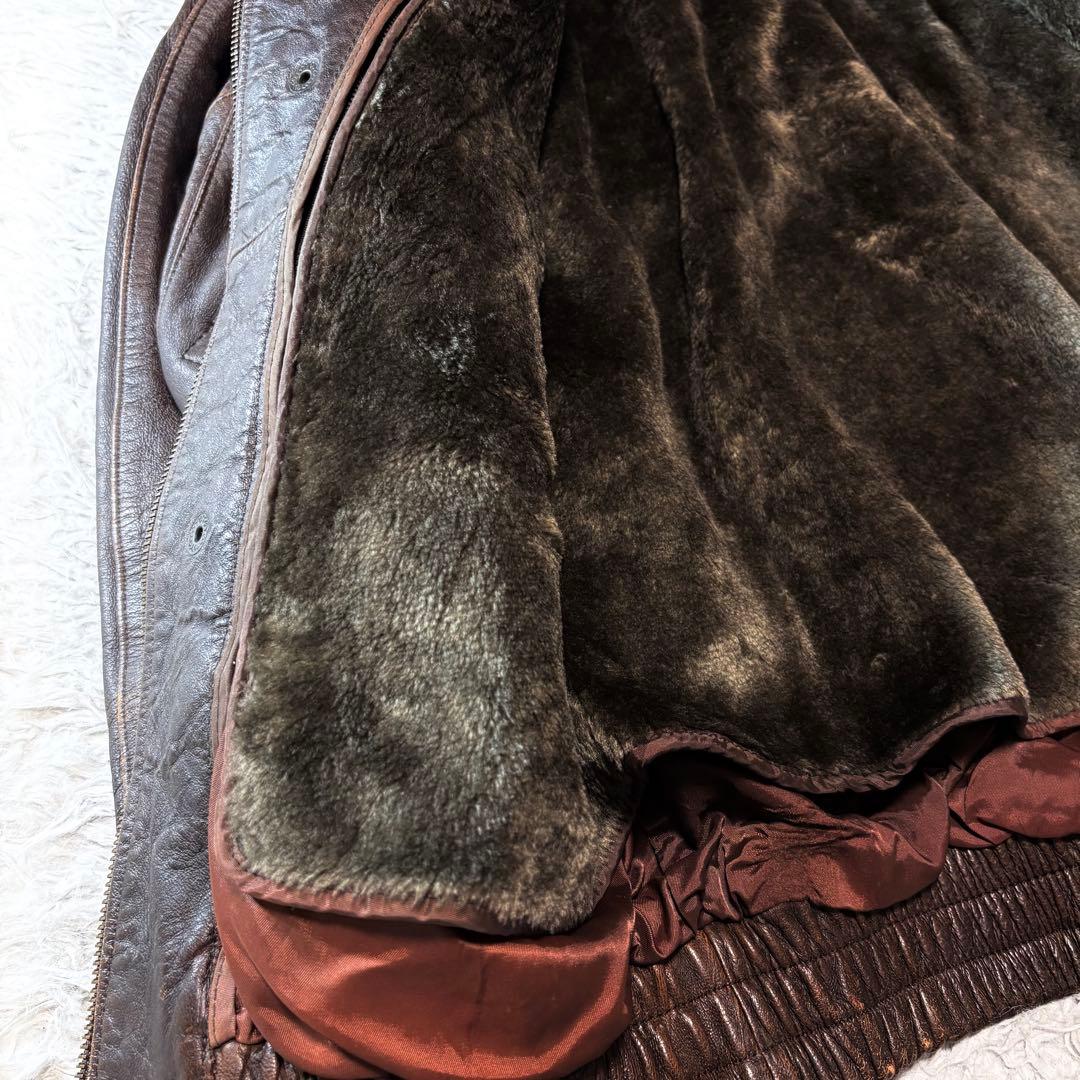 テイル ✨00s G1 レザーフライトジャケット ブラウン ボア襟 ライナ