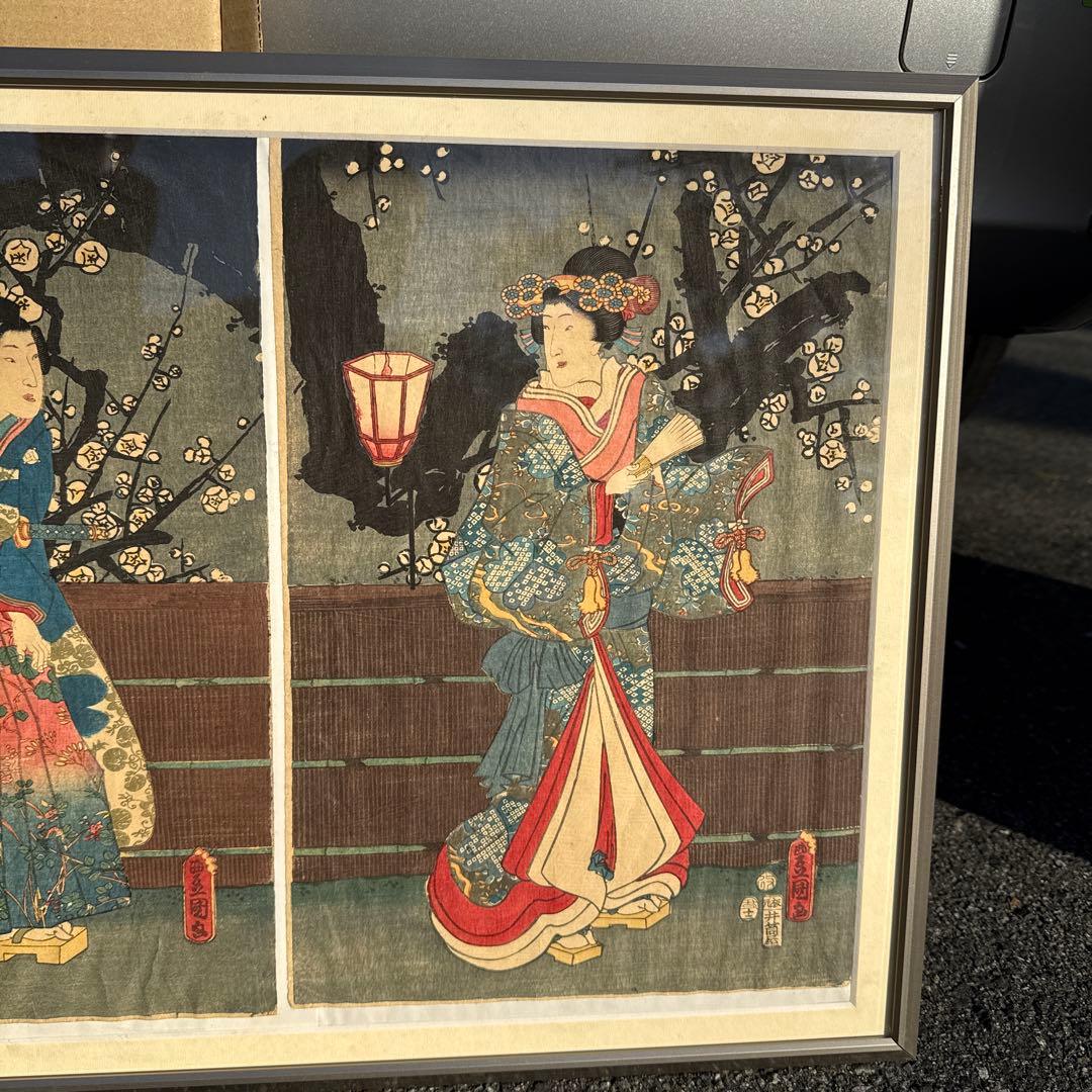 浮世絵 大判 木版画 女性と花 lanterns