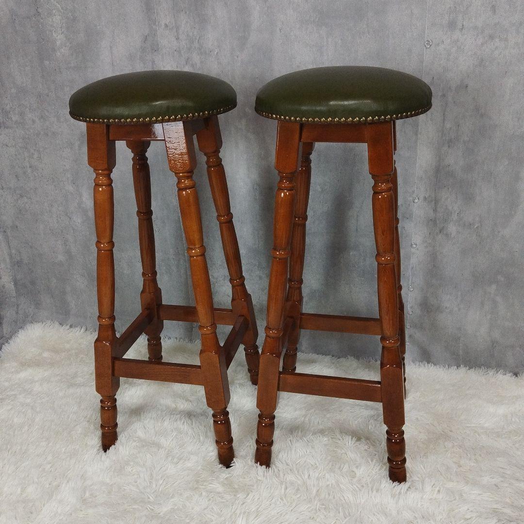 2個セット　カウンターチェア　バー　ハイチェア　アンティーク