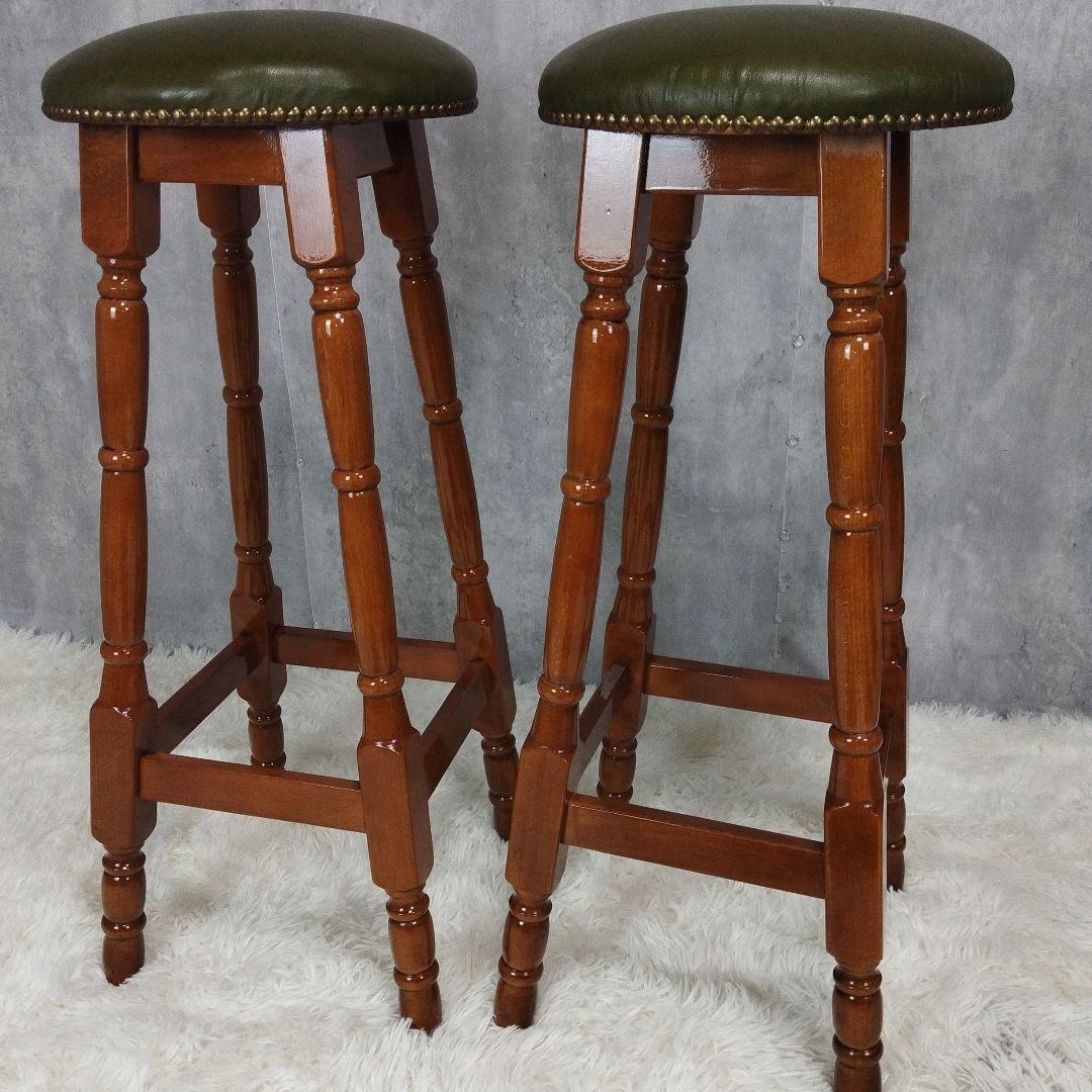 2個セット　カウンターチェア　バー　ハイチェア　アンティーク