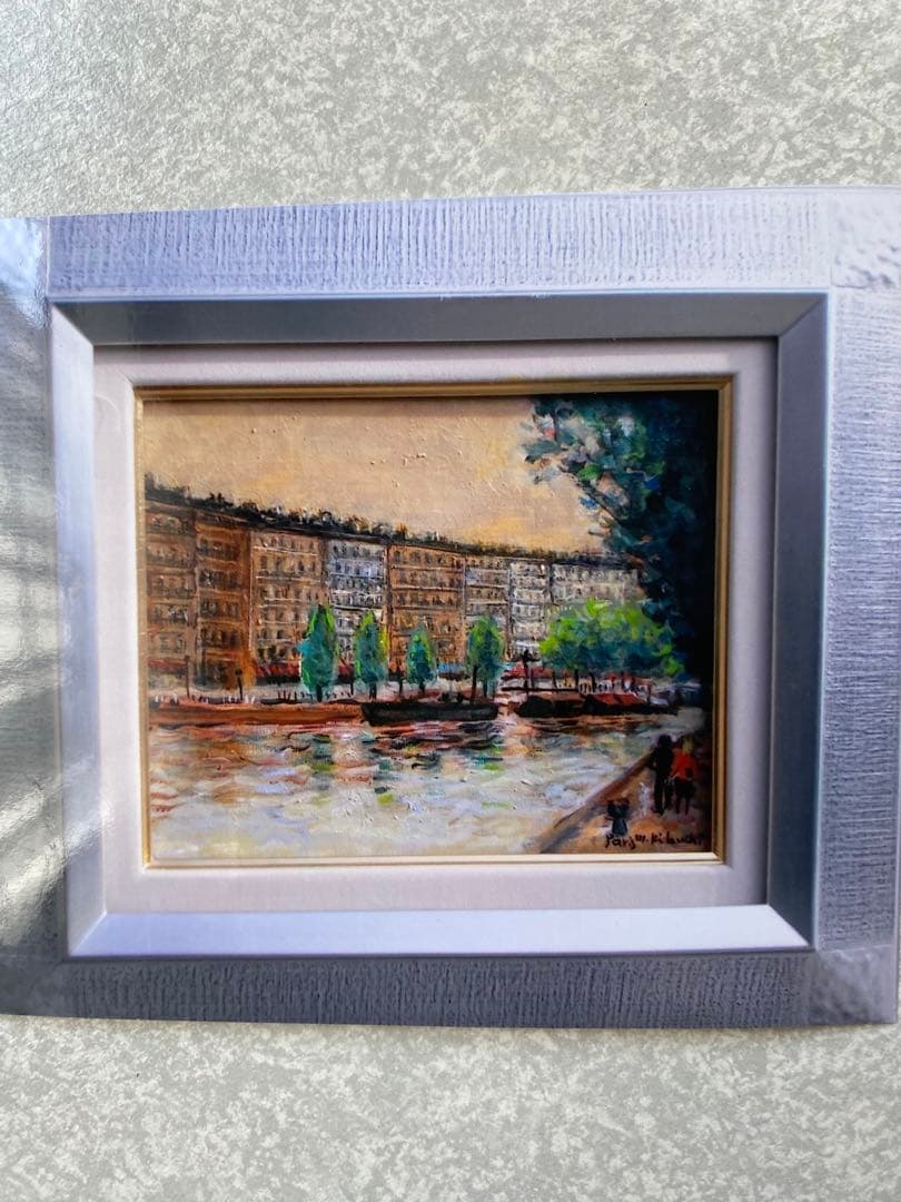 菊地正則　絵画　パリ　景色　「セーヌ河畔」F3 油彩画　油絵　美品　額付きアート