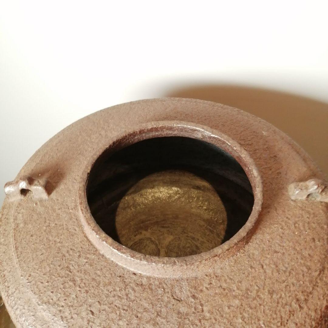 【茶道具】 唐銅鬼面風炉釜 　時代釜師　五郎右衛門作大西清右衛門作　釜266