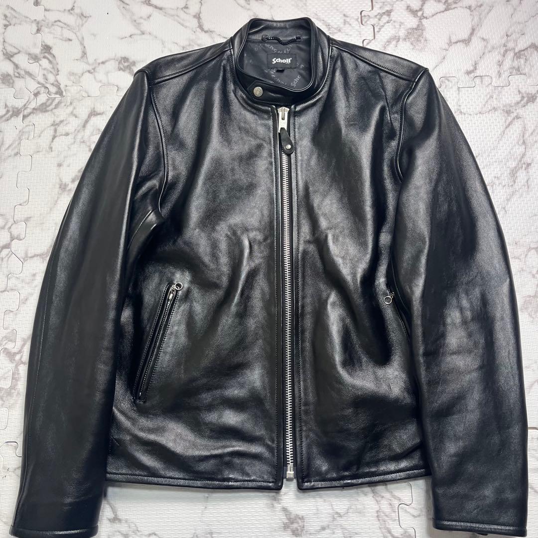 y*m様 XXL/極美品✨【米国製】schott シングルライダース 羊革 ブラ