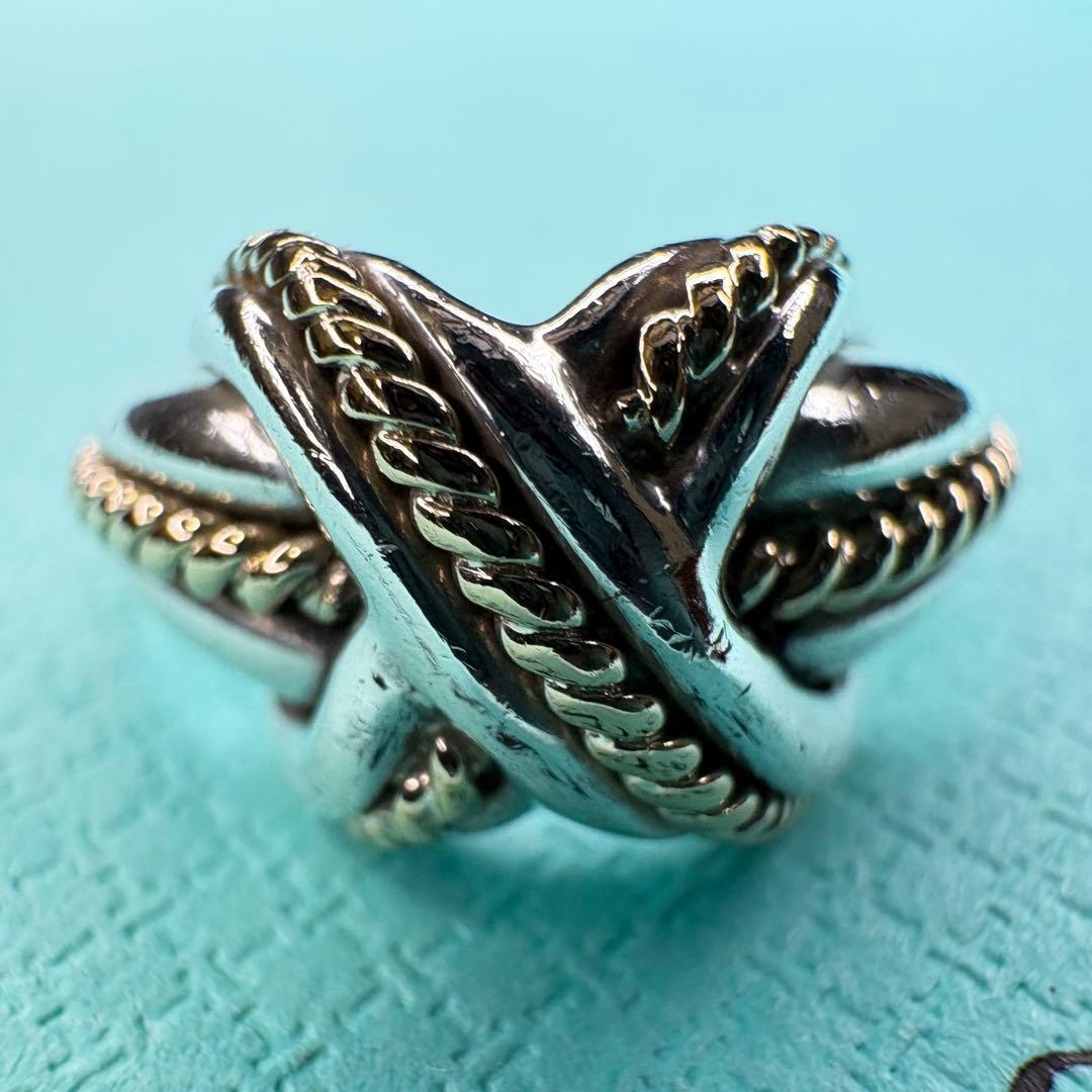 【美品】約11号 ティファニー シグネチャークロス Au750 SV925コンビ