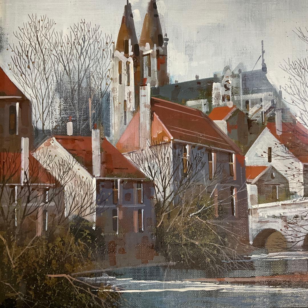 竹内敏彦作　「シャルトル風景」　F6号　油絵