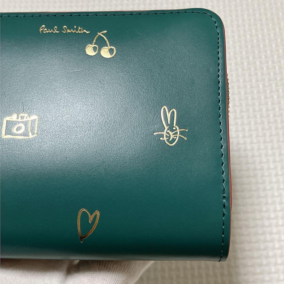 未使用PaulSmithミックスドゥードゥル レザー二つ折り財布　グリーン　緑