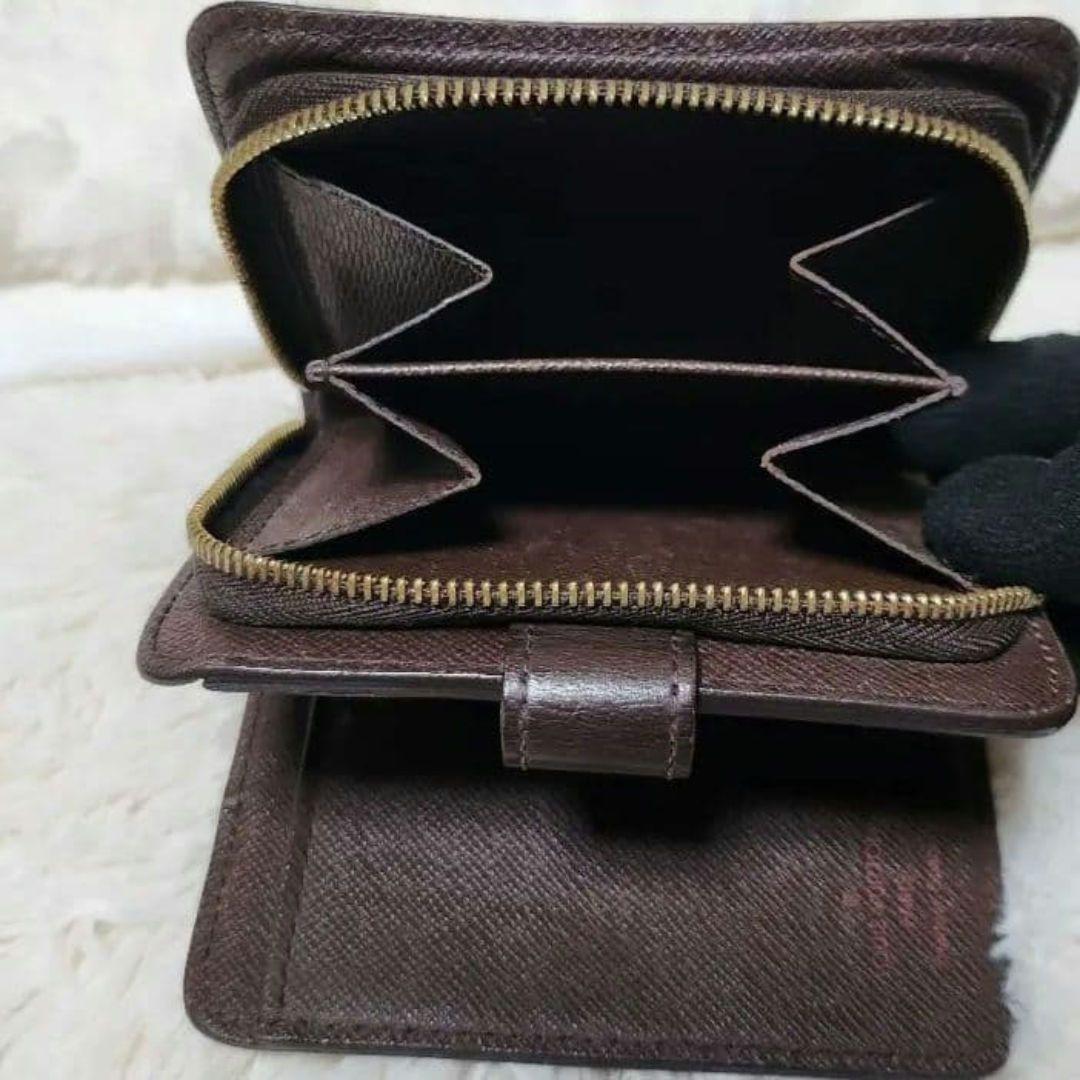 LOUIS VUITTON 二つ折り財布 コンパクトジップ ダミエ ブラウン