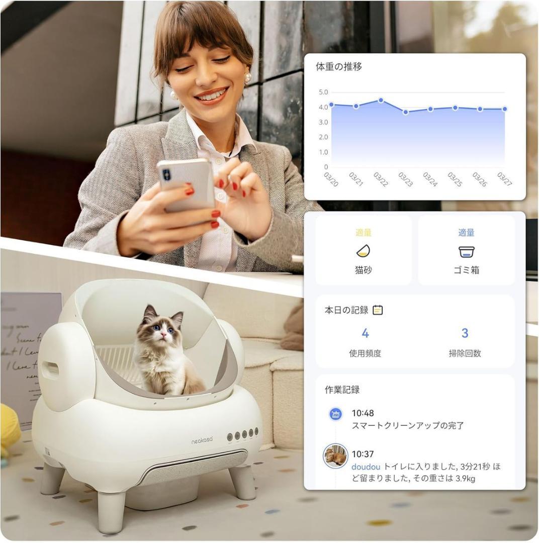 Neakasa M1 PLUS 全自動猫トイレ 開放式広々設計 完全密封消臭