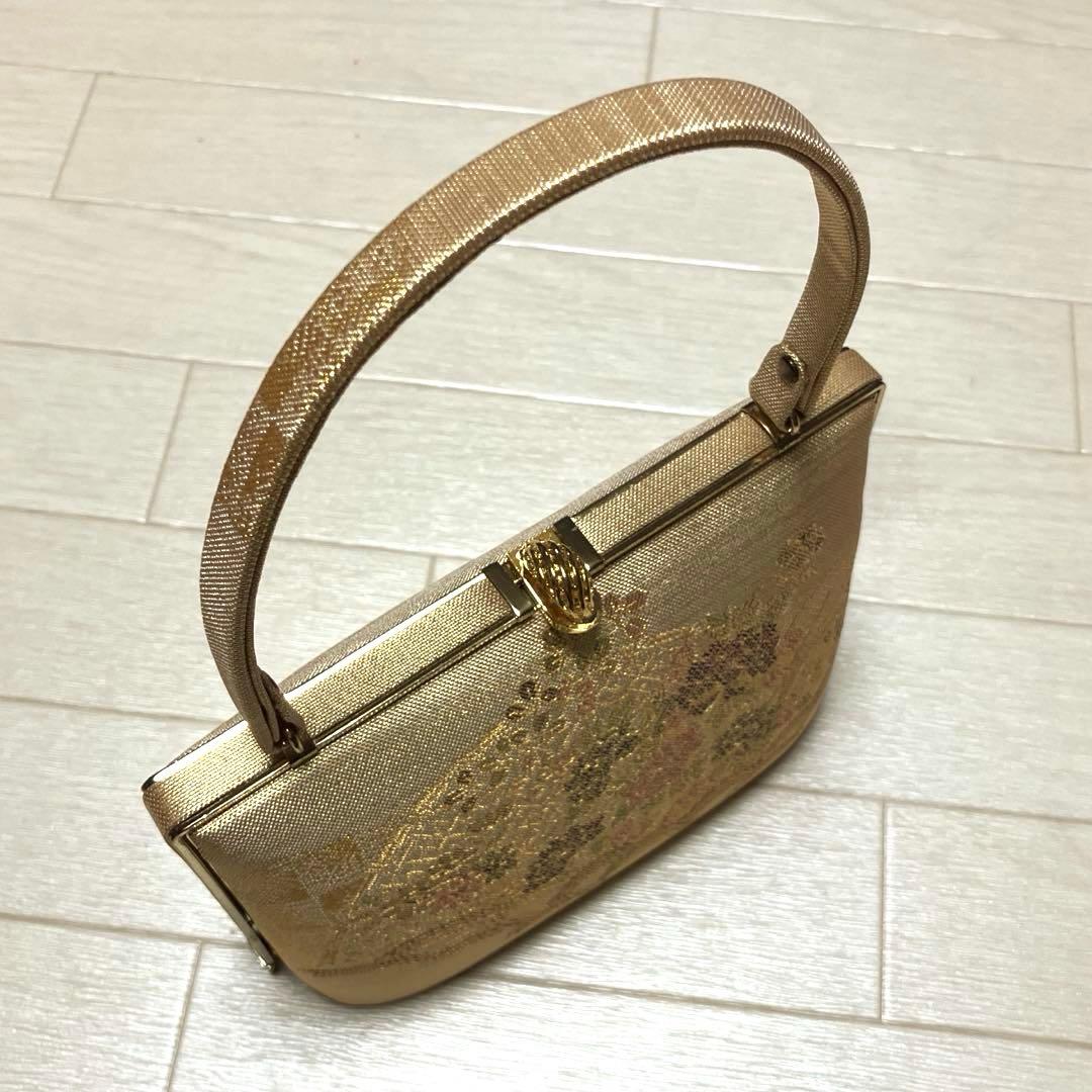 《美品》東京芝山　佐賀錦　草履バッグセット　ゴールド
