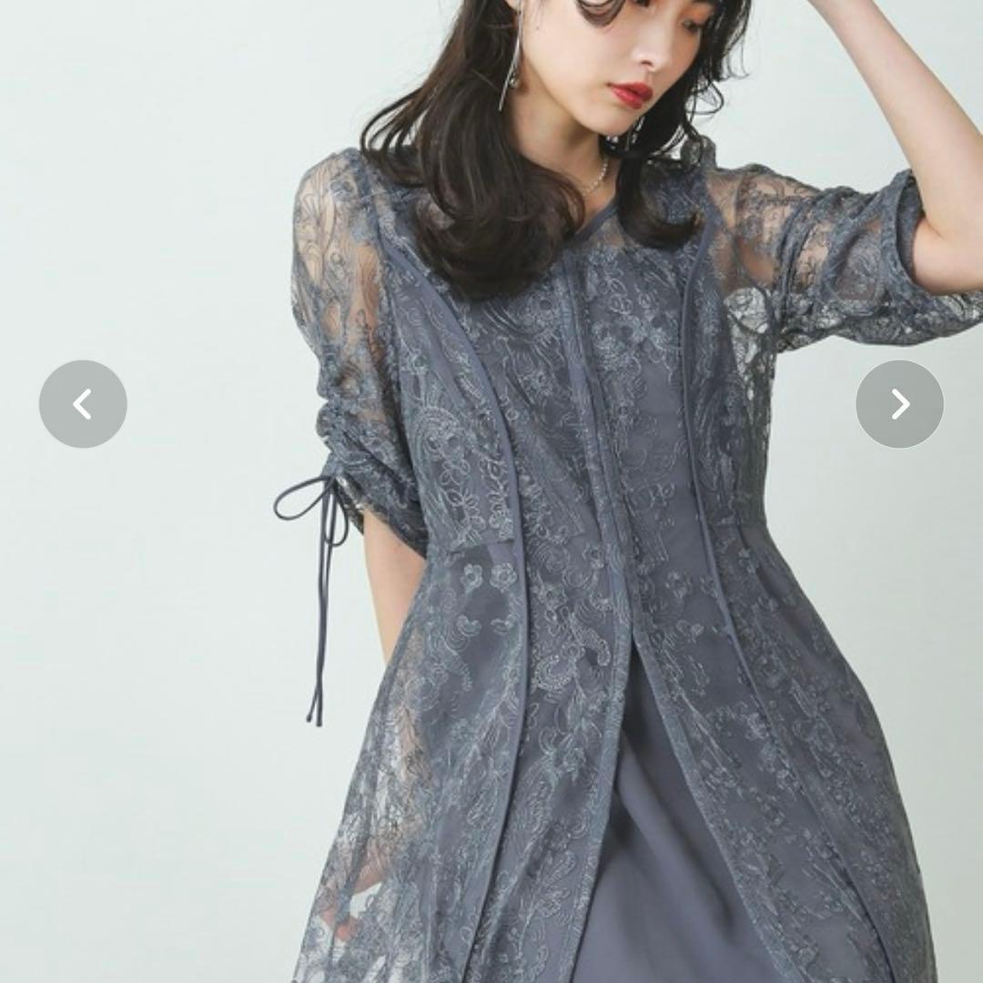 niana 刺繍 レース ロング カーデ キャミワンピ セットドレス 結婚式 M